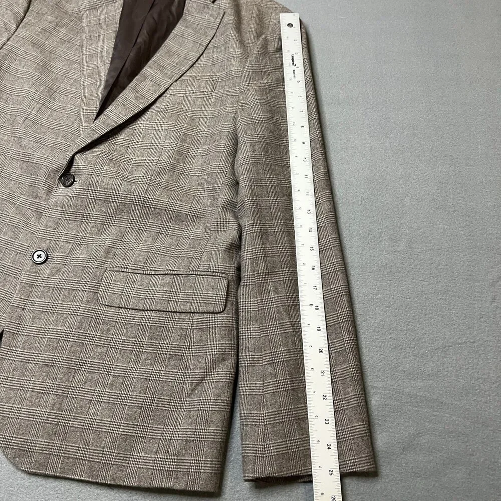 Banana Republic Blazer Jacket Men's 40R Gray Cotton Plaid Slim Fit Notch Lapel